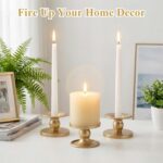 Gold Candle Holders Set of 6, Reversible Pillar Candle Holder and Taper Candles ... - Image 6