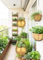 Gold Metal Hanging Planters for Indoor Plants - Round Wall Hanging Baskets with ... - Image 4
