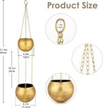 Gold Metal Hanging Planters for Indoor Plants - Round Wall Hanging Baskets with ... - Image 6