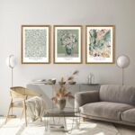 FWAHREN 3 Piece Framed Vintage Botanical Floral Canvas Wall Art Set, Matisse Van... - Image 3