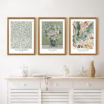 FWAHREN 3 Piece Framed Vintage Botanical Floral Canvas Wall Art Set, Matisse Van... - Image 8
