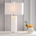 JONATHAN Y 27" White Alabaster and Crystal LED Table Lamp, Modern Glam Nightstan... - Image 3