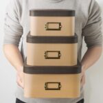 Soul & Lane Kraft Decorative Boxes with Buffalo Leather Lids - Set of 3, Cardboa... - Image 3
