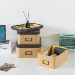 Soul & Lane Kraft Decorative Boxes with Buffalo Leather Lids - Set of 3, Cardboa... - Image 6