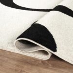 Abani Black and Cream Area Rug | 2' x 3' White Abstract Swirl Wave Carpet | Beig... - Image 4