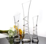 Hand-Made Blown Art Bud Glass Vase, Clear Glass, Oblong Shape, Modern Style, Thr... - Image 4