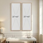 Long Narrow Framed Neutral Abstract Vertical Wall Art Set of 2, Oversized Modern... - Image 5