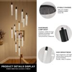 GEADI Modern LED High Ceiling Chandelier with Remote Control,16 Lights Crystal F... - Image 7