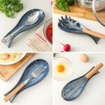 Hasense Spoon Rest for Stove Top - Navy Blue Spoon Holder for Kitchen Counter, H... - Image 4