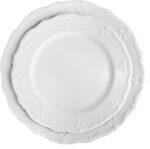 Elama Henryi 18 Piece Embossed Rim Detail Porcelain White Dinnerware Set, Tablew... - Image 4