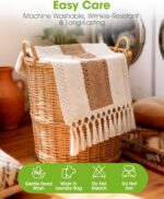 Pureegg Farmhouse Boho Table Runner - 72 Inches, Linen-Textured Woven Tassel Des... - Image 4