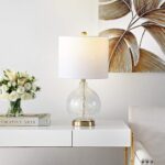 SAFAVIEH Lighting Collection Lovell Clear Glass/ Gold 22-inch Bedroom Living Roo... - Image 3