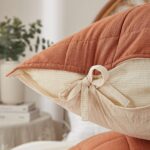 Burnt Orange Quilts Queen Size， Cotton Linen Bedspreads Queen Size，3-Pieces Quee... - Image 5