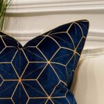 Avigers 20 x 20 Inches Navy Blue Gold Plaid Cushion Case Luxury European Throw P... - Image 3