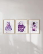 HAUS AND HUES Purple Wall Art Decor Set of 3, Fashion Wall Art, Wall Prints for ... - Image 5