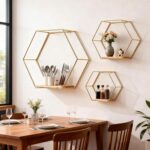3 Pieces Hexagon Floating Shelves, Hexagon Wall Shelves, Gold Metal Wall Shelves... - Image 5