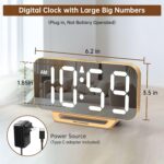Peakeep Slim Digital Mirror Aesthetic Alarm Clock for Bedrooms Desk Decor - Plug... - Image 3