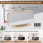 Peakeep Slim Digital Mirror Aesthetic Alarm Clock for Bedrooms Desk Decor - Plug... - Image 7