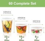 Dipoo 60 Sets (120-Piece) Deli Containers with Lids, 32/16/8 oz X 20 Set Each, L... - Image 3