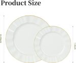 120PCS Ivory White Plastic Plates, Heavy Duty Disposable Party Plate with Gold R... - Image 3