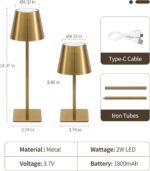 UME 3 Pack Cordless Table Lamp, Battery Operated Lamp - Portable Waterproof Rech... - Image 6