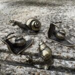 DAMULINS 4Pcs Small Brass Snail Statue Decor,Mini Retro Copper Animal Metal Scul... - Image 5