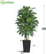 5FT Artificial Dracaena Tree - High-Density Foliage Fake Plant with Black Tall P... - Image 4