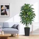 5FT Artificial Dracaena Tree - High-Density Foliage Fake Plant with Black Tall P... - Image 9