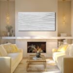 White Textured Abstract Wall Art Canvas 24x48 Inch, Hand Painted Minimalist Neut... - Image 4