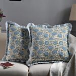 Ridhi Block Print Asparagus Green Throw Pillow Cover 20" x 20" (Pack of 2) Decor... - Image 3