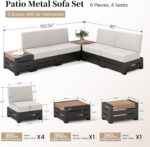 SUNSHINE VALLEY Upgraded 6-Piece Metal Patio Furniture Set with 5.9" Thick Cushi... - Image 3