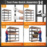 REIBII 2400LBS Garage Shelving Heavy Duty,5 Tier Storage Shelves Adjustable Meta... - Image 5