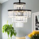 23" 14-Light Modern Crystal Chandelier Light Fixtures 4-Tier Black Luxury Chande... - Image 8