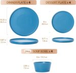 Dinnerware Sets for 4 - CJDC-QUELO 12-Piece Stoneware Plates and Bowls Sets, Cer... - Image 3