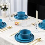 Dinnerware Sets for 4 - CJDC-QUELO 12-Piece Stoneware Plates and Bowls Sets, Cer... - Image 5