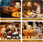 Cordless lamp,Dimmable Crystal Table Lamp 3 Colors LED Gold Lamp,Touch Lamp Diam... - Image 5