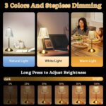 Cordless lamp,Dimmable Crystal Table Lamp 3 Colors LED Gold Lamp,Touch Lamp Diam... - Image 7