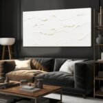 WINKAILIN Wavy Line Hand Painted Wall Art Minimalist Decoration 24"x48" Abstract... - Image 3