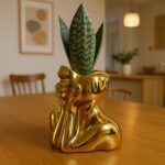 Face Vase Unique Ceramic Vase for Room,Office,Home Decor,Gold,A - Image 4