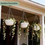 summer flower 3 Pack Large Hanging Planters 12.59in Plastic Plant Pots with Drai... - Image 7