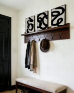 PHOPAGO Black Abstract Wall Art Ink Wash Minimalist Lines Framed Canvas Painting... - Image 3
