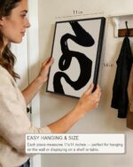 PHOPAGO Black Abstract Wall Art Ink Wash Minimalist Lines Framed Canvas Painting... - Image 4