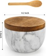 Nicunom Marble Salt Cellar with Acacia Wood Lid and Spoon, Elegant Handcrafted S... - Image 3