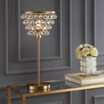 JONATHAN Y 25" Brass Gold/Clear Table Lamp, Modern Industrial Chandelier Style L... - Image 5