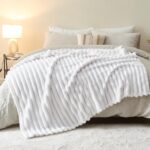 NEWCOSPLAY Super Soft Throw Blanket White Premium Silky Flannel Fleece 3D Ribbed... - Image 6