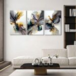 3pcs Black And Gold Abstract Canvas Wall Art Modern Texture Grey And Gold Marble... - Image 6