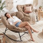 NICESOUL 2-Piece Outdoor Patio Papasan Rocking Chair, Cozy Oversized Wicker Glid... - Image 4