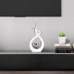 Querro Modern Abstract Ceramic Statue - Elegant White & Silver Decor for Home Li... - Image 3