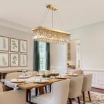 Siljoy 6-Light Modern Crystal Chandelier Rectangular Gold K9 Crystal Raindrop Ch... - Image 5