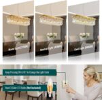 Siljoy 6-Light Modern Crystal Chandelier Rectangular Gold K9 Crystal Raindrop Ch... - Image 6